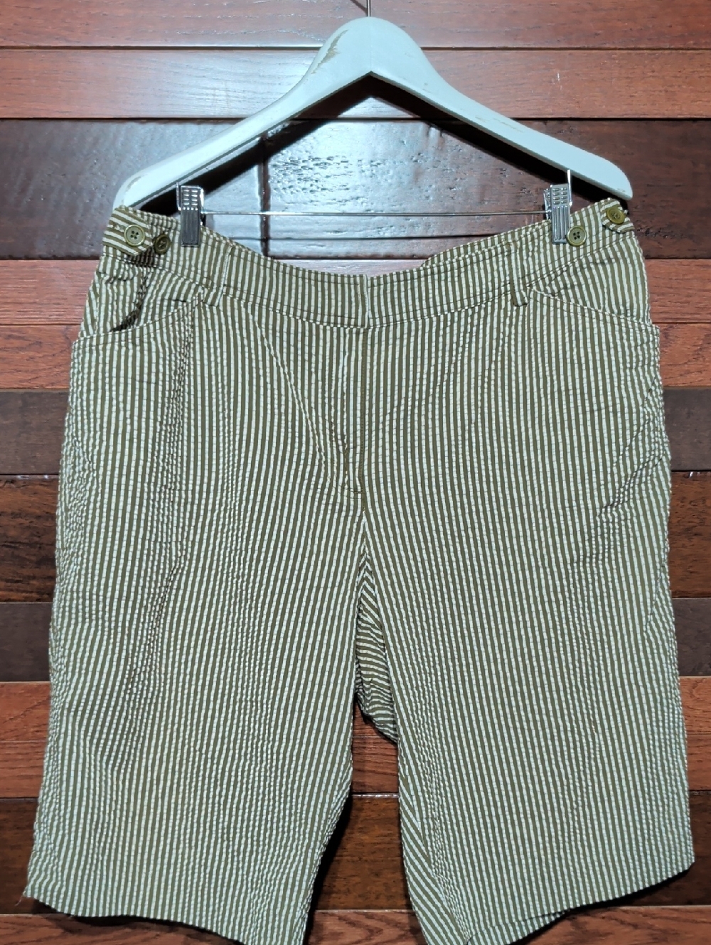 Jones New York Seersucker Stripe Shorts - Green/White